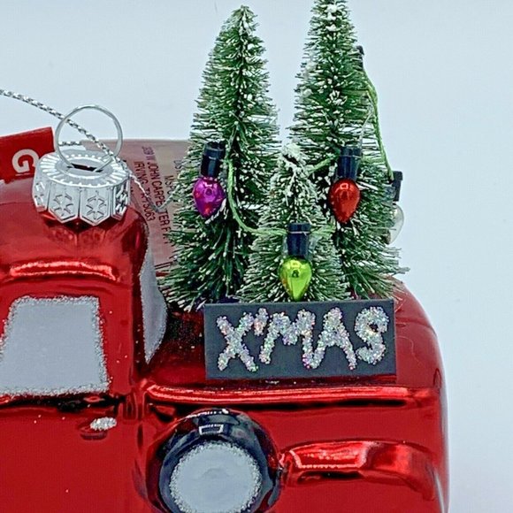 Red Truck Glass Tree Christmas Ornament Ashland NEW - Picture 7 of 13